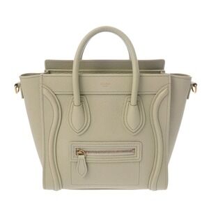 Celine Luggage Green Drummed Calfskin Handbag